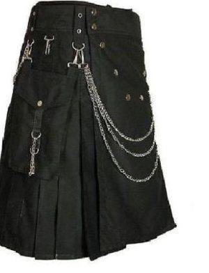 Falda escocesa utilitaria de lujo con cadena cromada