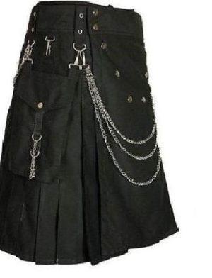 Deluxe Utility Fashion Kilt With Chrome Chain