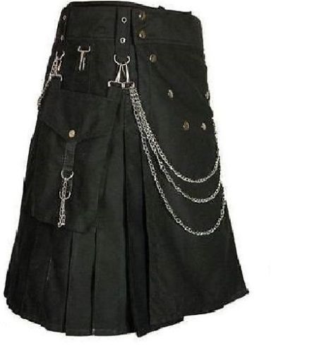 Deluxe Utility Fashion Kilt With Chrome Chain