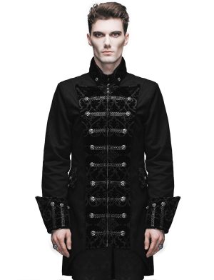 Gothic Gehrock Schwarz Steampunk Aristocrat Regency, Gothic Jacken, Goth Kleidung