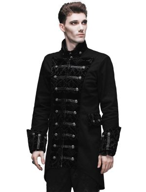 Gothic Gehrock Schwarz Steampunk Aristocrat Regency, Gothic Jacken, Goth Kleidung