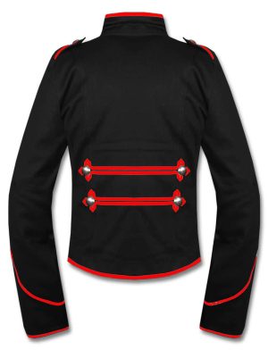 Military Marching Band Trommlerjacke, traditionelle Jacken, Jacken für Herren, beste traditionelle Jacken, rot-schwarze Musterjacken