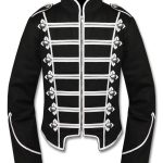 Mens-Silver-Black-Military-Marching-Band-Drummer-Jacket-New-Style-Front