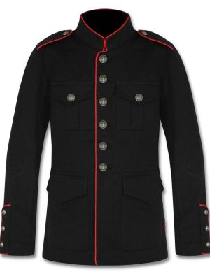 Militärjacke Schwarz Rot, Gothic Jacken, Militärjacken für Herren, Beste Jacken