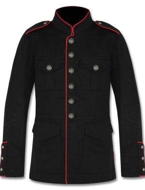 Veste militaire noir rouge, vestes gothiques, vestes militaires pour hommes, meilleures vestes