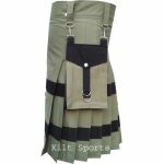 Olive-Scottish-Sports-Traditional-Fashion-Kilt-pocket