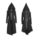 Punk-Rave-Women-Hooded-Long-Jacket–Coat-Black-Goth-Cosplay-Cyber-Steampunk-front-back