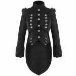 RQBL-Mujer-Militar-Abrigo-Chaqueta-Negro-Frac-Gótico-VTG-Steampunk