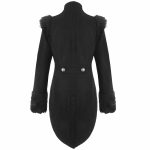 RQBL-Mujer-Militar-Abrigo-Chaqueta-Negro-Frac-Gótico-VTG-Steampunk-espalda