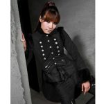 RQBL-Mujer-Militar-Abrigo-Chaqueta-Negro-Frac-Gótico-VTG-Steampunk-ss