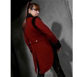 RQBL-Womens-Military-Coat-Jacket-Red-Black-Tailcoat-Gothic-VTG-Steampunk-back-model