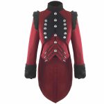 RQBL-Womens-Military-Coat-Jacket-Red-Black-Tailcoat-Gothic-VTG-Steampunk-front
