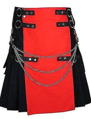 Falda escocesa roja y negra, Faldas escocesas utilitarias, Faldas escocesas de lujo, Faldas escocesas de moda