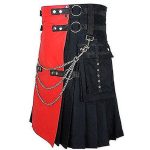 Red-And-Black-Deluxe-Utility-Fashion-kilt-With-Chain-side