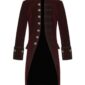 Red Velvet Goth Steampunk Victorian Frock Coat, Gothic Clothing, Jackets for Men