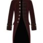 Red Velvet Goth Steampunk Victorian Frock Coat, Gothic Clothing, Jackets for Men