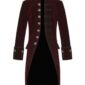 Red Velvet Goth Steampunk Victorian Frock Coat, ropa gótica, chaquetas para hombres