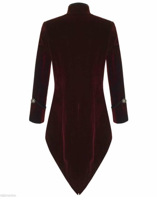 Fashion Mens Tailcoat Red Velvet Goth Steampunk Aristocrat Regency Jacket 