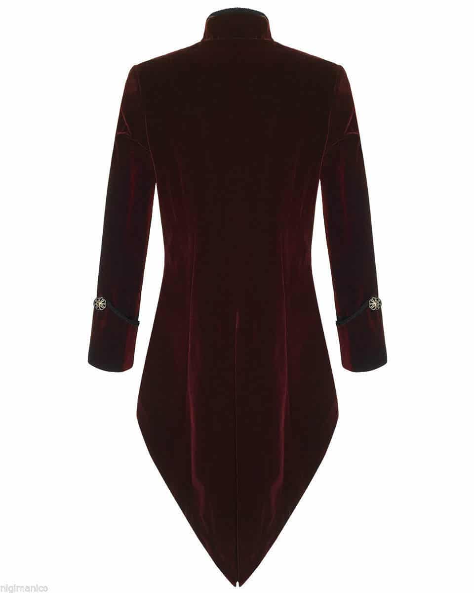 Red Velvet Goth Steampunk Victorian Tail Coat Jacket