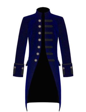 Blauer Samt Goth Steampunk viktorianischer Gehrock, Gothic-Kleidung, Jacken für Männer