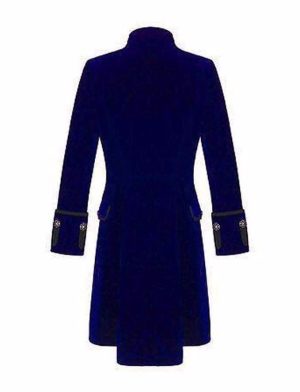 Blue Velvet Goth Steampunk Victorian Frock Coat, Gothic Clothing, Jackets for Men