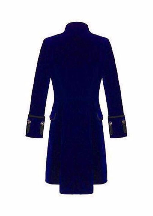 Blue Velvet Goth Steampunk Victorian Frock Coat, Gothic Clothing, Jackets for Men