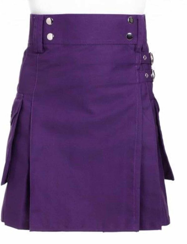 Scottish-Highland-Purple-Utility-Pleated-Kilts-Front Utility Kilts, Kilts for men, best kilts for Men