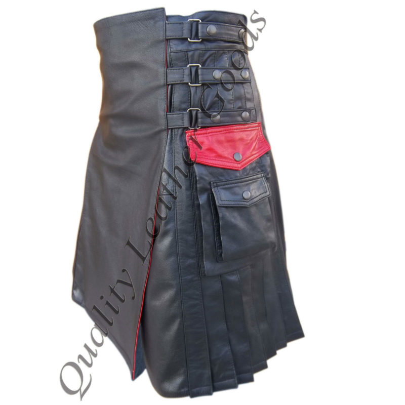 leather kilt, interchangeable leather kilt, interchageable kilt, leather hybrid kilt, kilt for men, leather kilt, two toned kilt