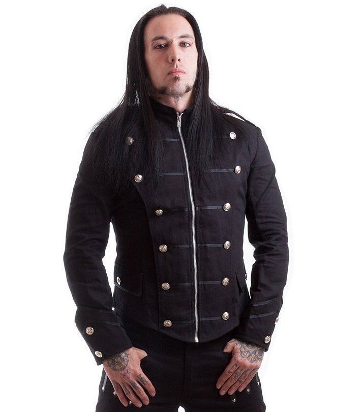 Stylish-Handmade-Black-Military-Jacket-Goth-Punk-Style-Front Handmade Black Military Jacket, Goth Punk Jacket, Best Traditional Jackets for Men, Best Jackets