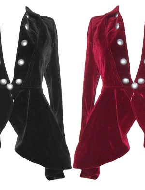 Velvet Gothic Victorian Lady Vampire, chaquetas de mujer, chaquetas tradicionales de mujer