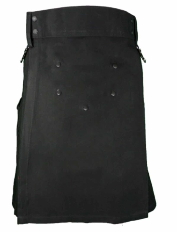 Wilderness-black-utility-kilt-side-front Utility kilt, cotton kilts, kilt for men