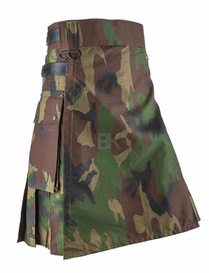 Leather Strap Camo, Camo Kilts, Las mejores faldas escocesas para hombres, Camo Kilts Men