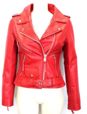 Vestes de motard, Brando Red Biker Rock Gothic, Vestes en cuir, Vestes gothiques pour femmes