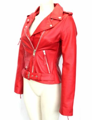 Vestes de motard, Brando Red Biker Rock Gothic, Vestes en cuir, Vestes gothiques pour femmes