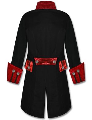 Black Red Velvet Trim Steampunk, Vestes en velours, Vêtements gothiques, Vestes gothiques