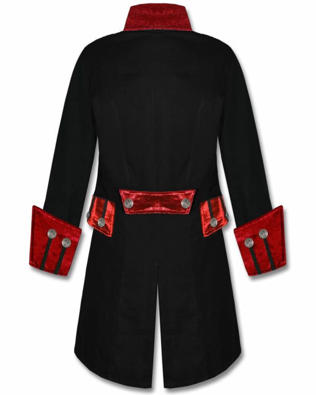 Black Red Velvet Trim Steampunk, Velvet Jackets, Gothic Clothing, Gothic Jackets