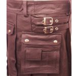 brown-leather-utility-kilt-cargo-pockets-pleated-closeup