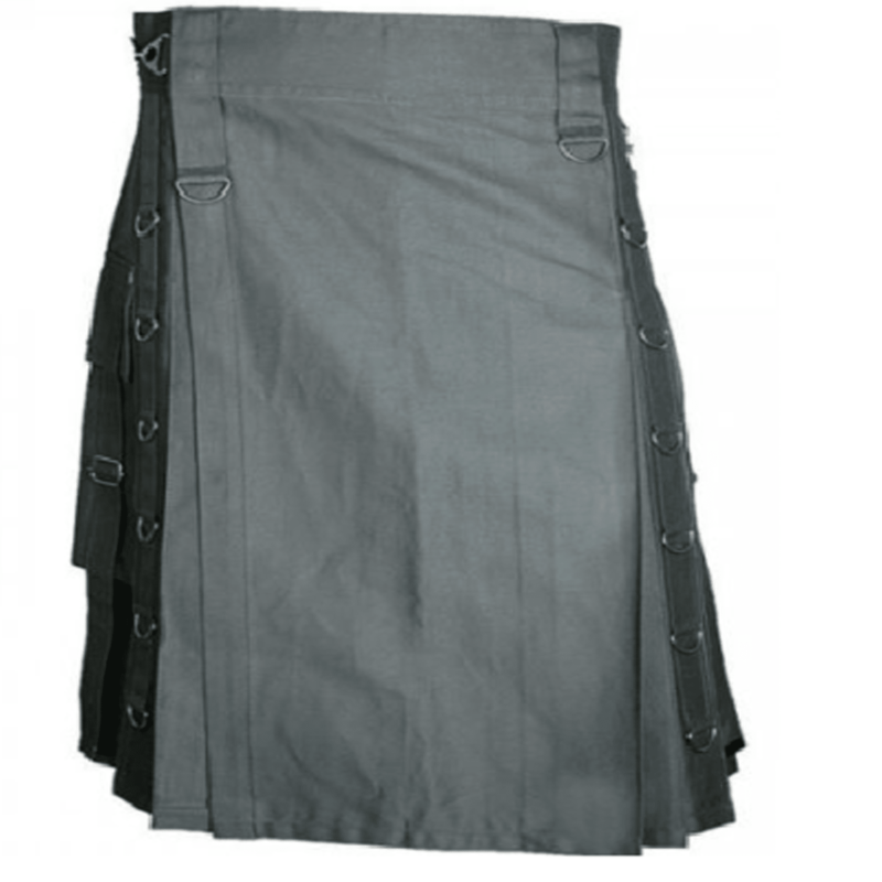 Utility-Kilt, grauer Utility-Kilt, Hardware-Gothic-Kilt, Utility-Kilt zu verkaufen, grauer Utility-Kilt zu verkaufen, Utility-Kilt zu verkaufen