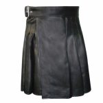 cowhide-black-open-pleated-leather-kilt