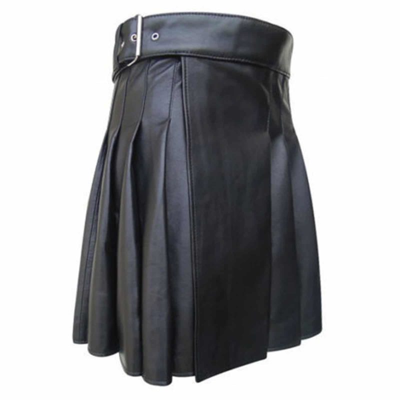 black leather kilt, side belted leather kilt, leather kilt for sale, leather kilts, kilts for sale, leather kilts