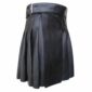 Cowhide Black Open Pleated Leather, Black Leather Kilt, Best Kilts, Kilts for Men