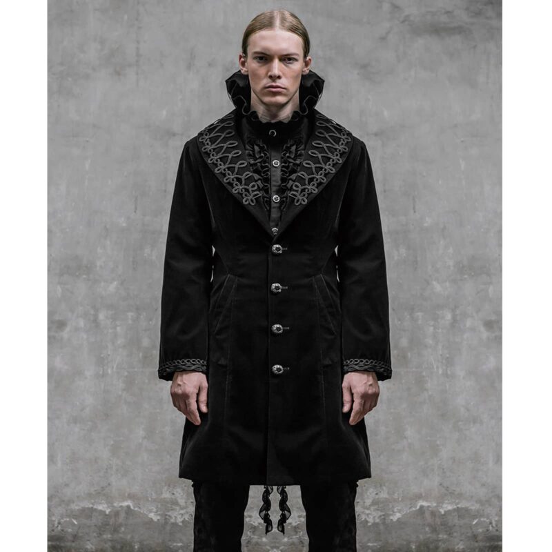 Akacia Mens Jacket Frock Coat, Black Velvet Jackets for Men, Mens Jacket, Gothic Clothing, gothic jacket for sale, steampunk jacket for sale, punkrave jacket for sale