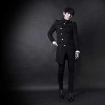 gothic-black-navy-doublebreasted-long-sleeve-coat-jacket-model-pose