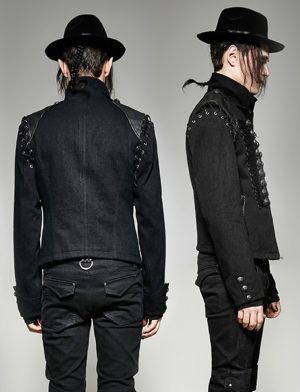 Militärjacke Jeans Offizier Dandy Barockstickerei, Gothic Jacken, Dandy Stickerei, Beste Jacken