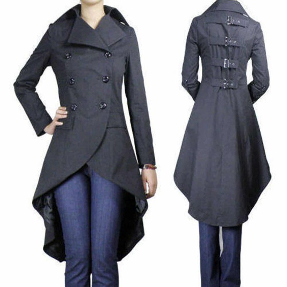Abrigo de de pez largo negro gótico punk/chaqueta larga | por encargo falda escocesa y jacks