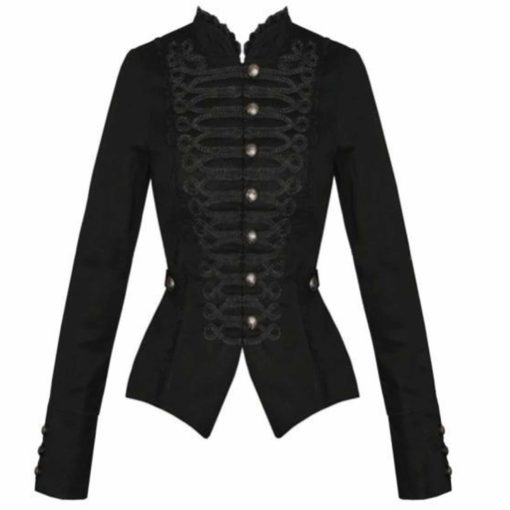 ladies-new-black-gothic-steampunk-military-cotton-tailcoat-coat-jacket Black Gothic Steampunk Military Cotton, Tailcoat jackets, Gothic Jackets for Women