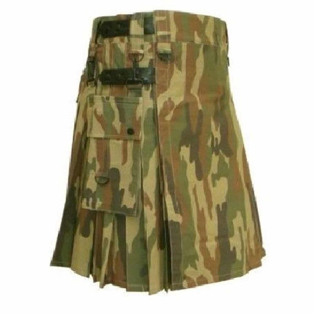 Leather Strap Camo, Camo Kilts, Best Kilts for Men, Camo Kilts Men