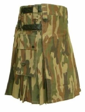 Leather Strap Camo, Camo Kilts, Las mejores faldas escocesas para hombres, Camo Kilts Men