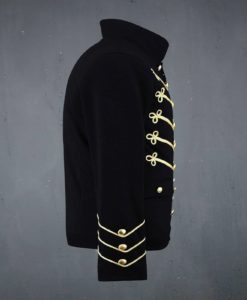 Gold Embroidery Black Military Jacket, Gothic Jackets for Men, Mens Jackets
