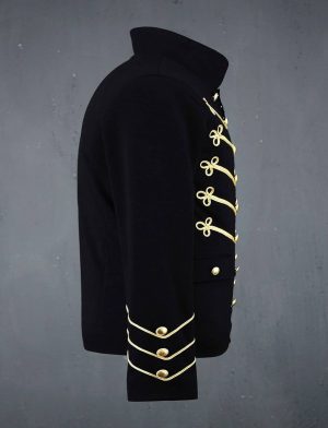 Goldstickerei schwarze Militärjacke, Gothic-Jacken für Männer, Herrenjacken